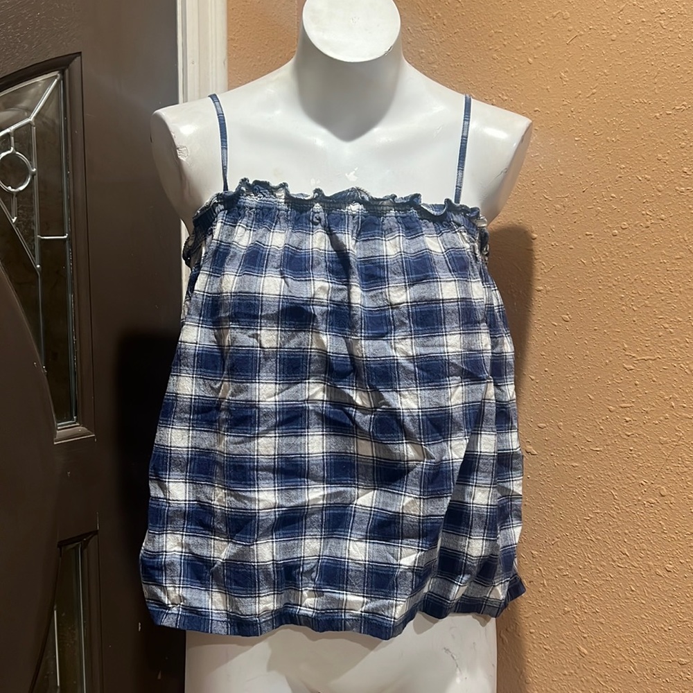 Madewell spaghetti strap checkered top